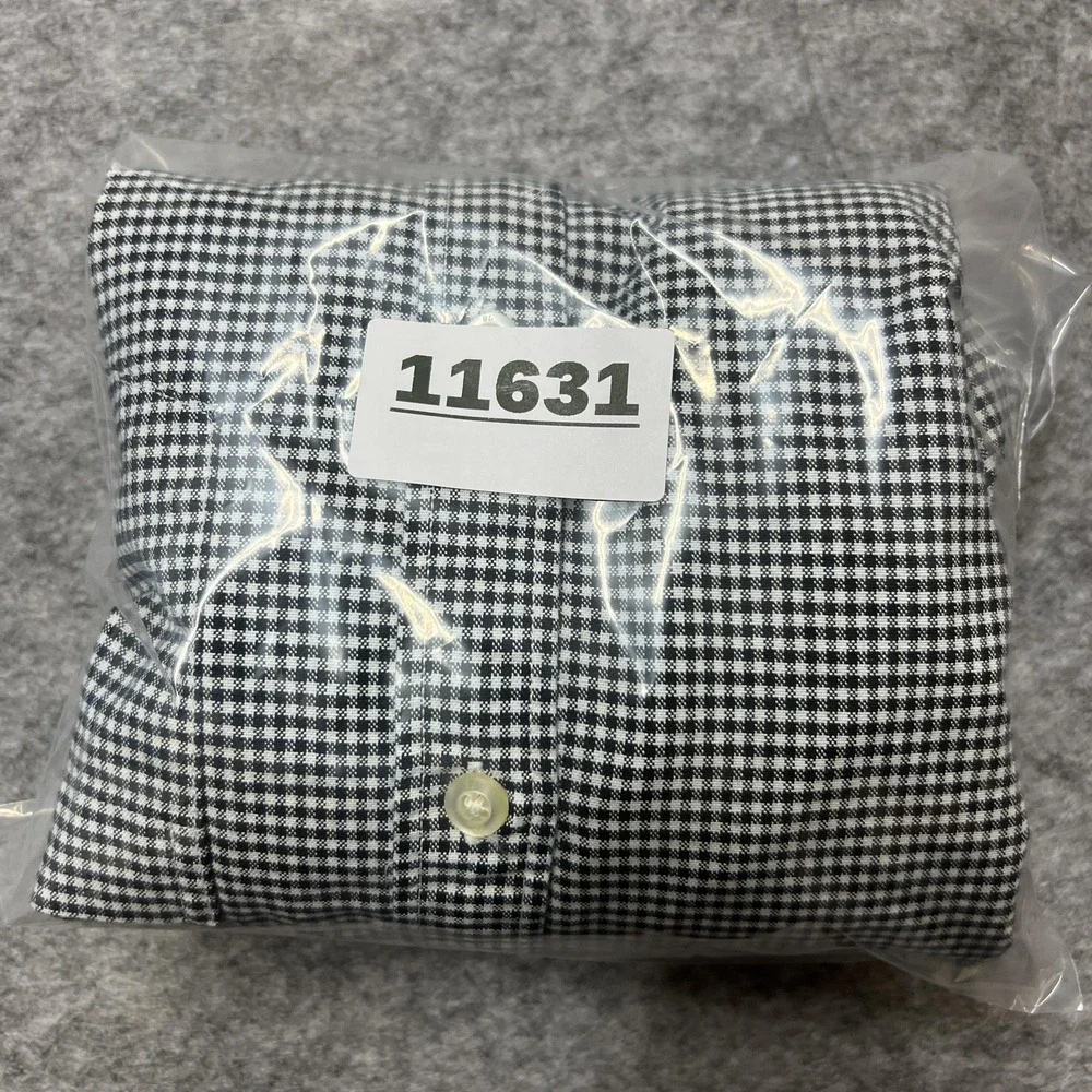 Banana‎ Republic Shirt Mens S Black Check Grant Fit Oxford Button Career Office